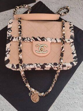 Chanel Suede Ribbon Mini Flap Bag Pink
